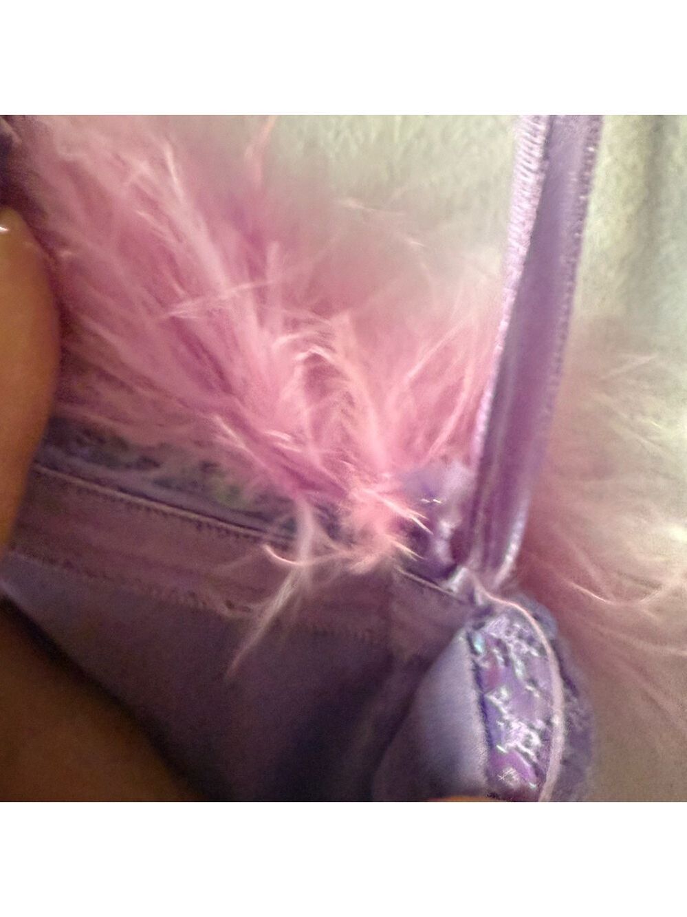 Honey & Rosie Formal Iridescent Sequin Feather Dress Purple Pink XS $129 Prom - Picture 6 of 8